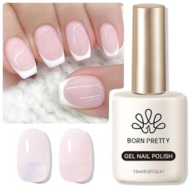 Born Pretty Esmalte de Uñas de Gel Jelly, Color Rosa Claro, Transparente, Cristal Transparente, Esmalte de Uñas para Todas Las Estaciones, Diseño de U