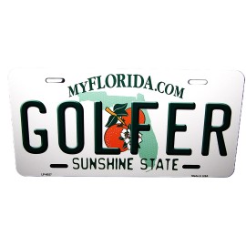 DIGIART INTERNATIONAL GOLFER FLORIDA STATE METAL CAR NOVELTY LICENSE PLATE AUTO TAG