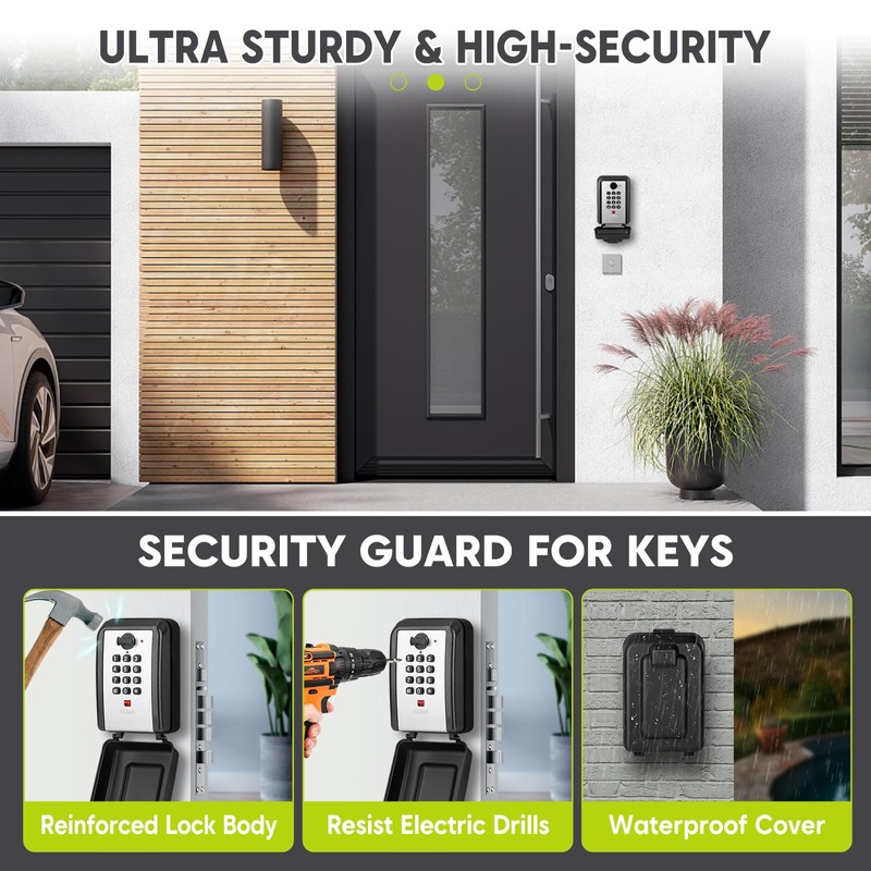 NEWIROVE Key Safe with Number Code Large Key Safe Outdoor
