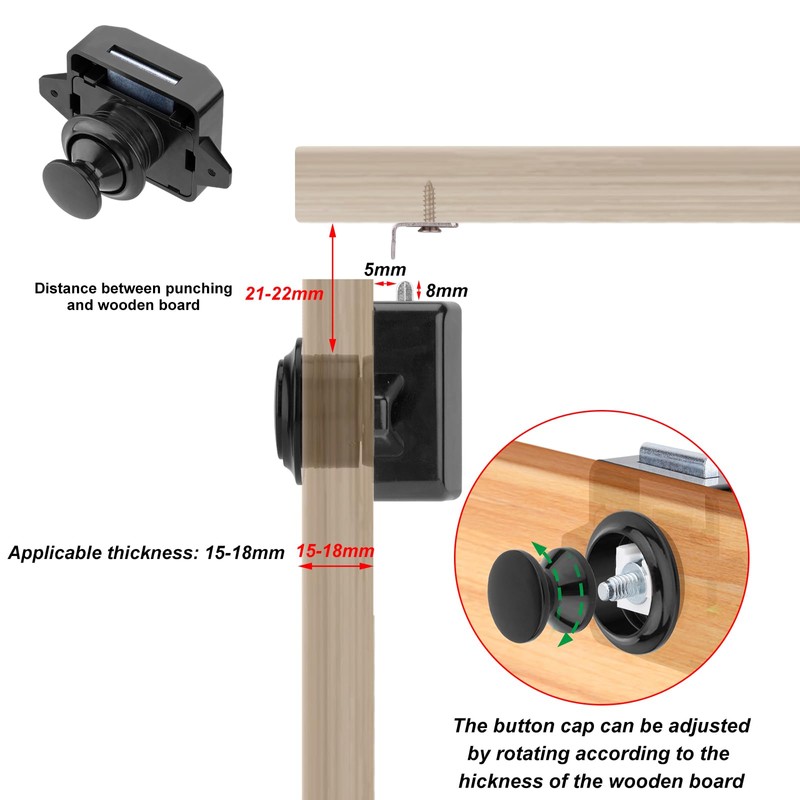 CXQamitao 5 Pack Push Button Latch Cabinet Door Catch Keyless
