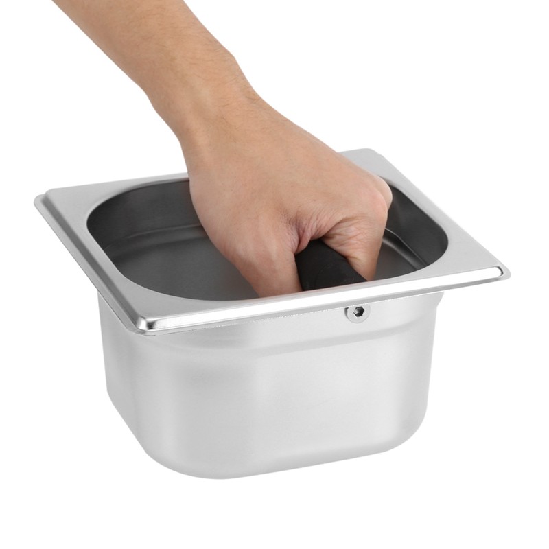 Stainless Steel Espresso Knock Box Container with Rubber Bar for
