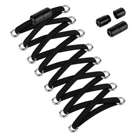 Widamin 2 Pairs of Elastic Shoelaces for Adults and Children, No Tie Shoelaces with Metal Capsules, Length 100 cm, black01x 2pair