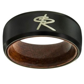 One Moment In Time J195 Size 11 Black Magic Tungsten With Wood Sleeve Ring Mormon LDS CTR