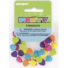 Unique Party 86491 - Heart Bead Bracelets Party Bag Fillers, Pack of 4
