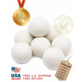 EcoJeannie Wool Dryer Balls - XL 100% Natural Virgin New Zealand Wool 58g 74mm