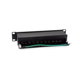 Equip 326623 12-Port Cat.6A Shielded Patch Panel, 10", Black