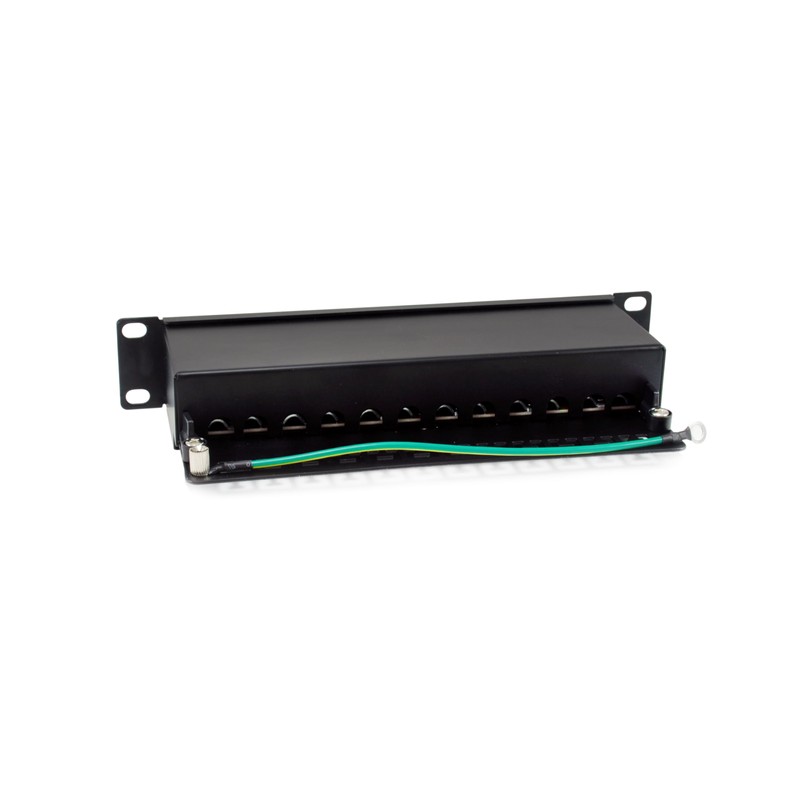Equip 326623 12-Port Cat.6A Shielded Patch Panel, 10", Black