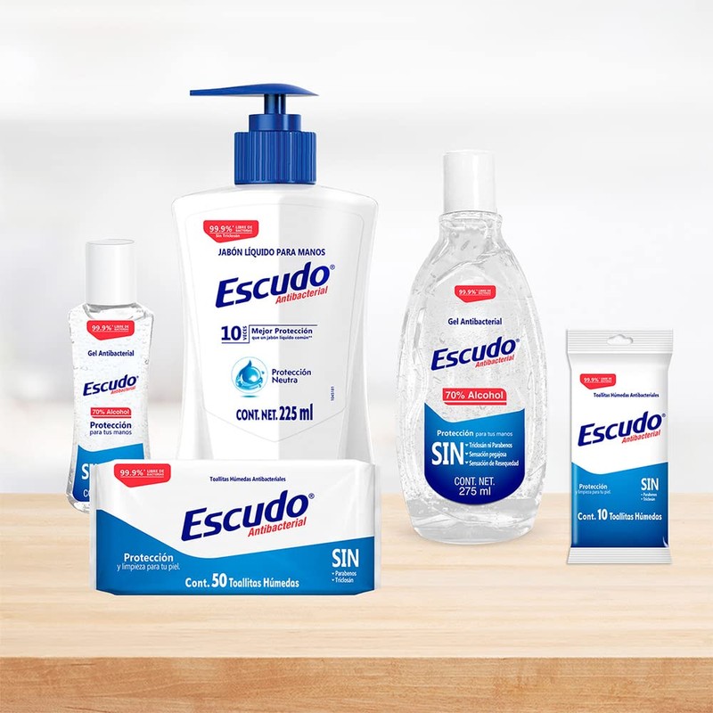 Escudo Antibacterial Toallitas Húmedas, 1 Paquete con 50 Toallitas, Protección