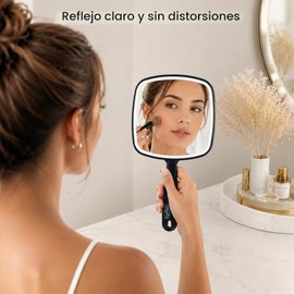 ForPro Professional Collection Espejo de mano prémium con asa, 6.3 pulgadas de ancho x 9.6 pulgadas de largo, espejo de mano multiusos con reflejo sin
