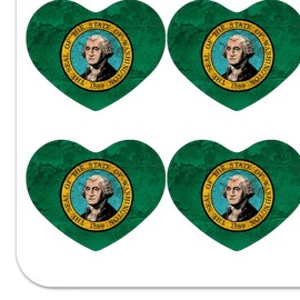 Rustic Washington State Flag Distressed USA Heart Shaped Planner Calendar Scrapbook Craft Stickers