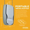 O2COOL Battery Powered Necklace Fan With LED Light, Lanyard, For