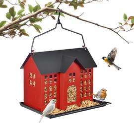 BOCHENTECH Hanging Bird Feeder, Outdoor Bird Feeder, Metal Bird Feeder, 5.6LB with Three Small Individual compartments for Gardens, patios, Decks and lawns