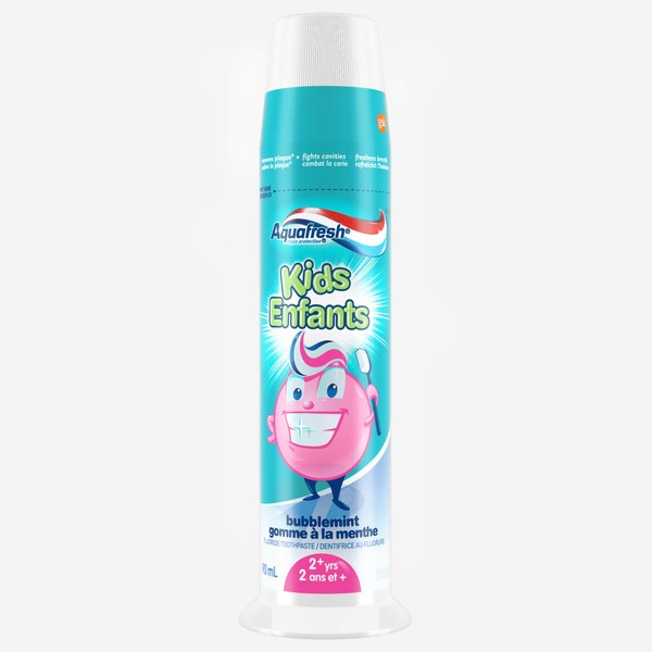 Aquafresh Kids Toothpaste with Fluoride, Plaque Remover, Fresh Breath and Cavity Protection, Bubble Mint Flavour, 90 mL