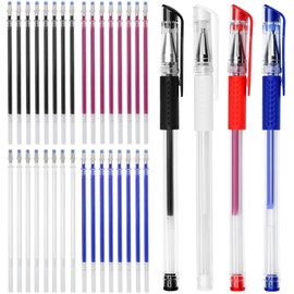 BUZIFU Pack of 4 Heat Erasable Pens for Fabric with 32 Refills Heat Wipe Marking Pens Fabric Marker Pens for Tailors Sewing Quilting Dressmaking 4 Colours Heat Wipe Pens