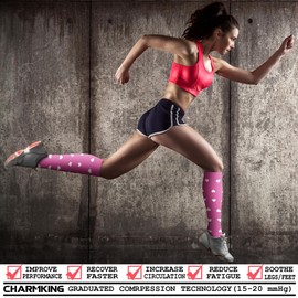 CHARMKING 3 Pairs Open Toe Compression Socks for Women & Men Circulation 15-20 mmHg is Best for All Day Wear Running Nurse (15 Pink/Pink/Pink, S/M)