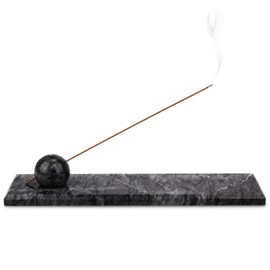 HESHIBI Marble Incense Holder Tray Incense Burner Modern Minimalist Home Deco and Desk Incense Holder for Sticks (Grey Black)