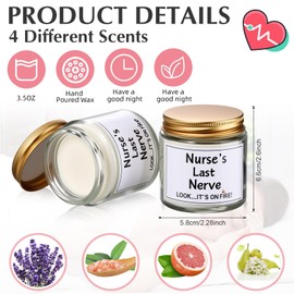 MTLEE 4 Pcs Nurses Week Gifts Bulk 2025, Nurse's Last Nerve Scented Candles 3.5 oz Funny Candle CNA Gifts for Women Female Graduation Birthday Present