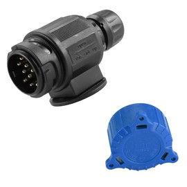 ETUKER 13 Pin Trailer Plug with Parking Cover 12V 13Pin Tow Bar Connector for Truck RV Cars Caravan Trailer Accessory Adapter