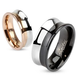 COOLBODYART Stainless Steel Unisex Ring Silver Black Rose-gold Concave Line Round Edges Availabe in Ringsizes DE 15-22 / Ring Circumference 47 - 69 (mm) - Stainless steel, Gold
