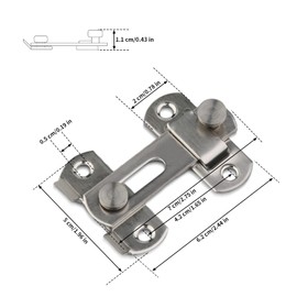 Set of 4 Stainless Steel Door Latch, Silver Flip Latch, Bathroom Door and Window Latch, Sliding Lock, Lock Latch for All Types of Interior Doors, Door Lock for Doors, Windows, Bathroom, Cupboard