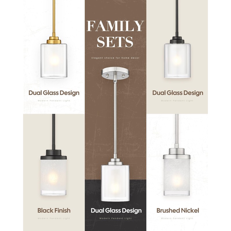 TENGXIN Modern Pendant Light,Brushed Nickel Modern Pendant Light for Kitchen