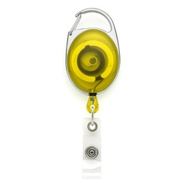 Yellow YoYo Retractable Reel Holder - by Lanyards Tomorrow Extending extendable Ski ID Identification Pass Badge Card Holders Security Access Control Carabiner with Metal Back Belt Clip Yo Yo | 1pc