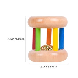 Toddmomy Baby Wooden Rattle Roll Rainbow Rattles Bells Cylinder Rolling Drum Hand Handle Toy Crawling Toy Montessori Toy for Children Newborn Children