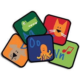 Carpets for Kids KID$Value Plus 7026 Learning Blocks Seating 12in Individual Carpet Squares Set 26 Multi Color