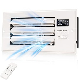 VIVOHOME Register Booster Fan - 4'' x 10'' Opening with Adjustable Louver - Smart Thermostat & 10-Speed Remote Control - AC Vent Fan for Floor, Ceiling, Wall - Quiet Operation (White)