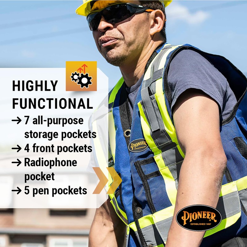 Pioneer Hi Vis Surveyor's Safety Vest - Engineer Style -