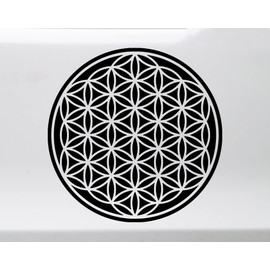 Minglewood Trading Silver - Flower of Life Vinyl Decal - Sacred Geometry Tree Seed - Die Cut Sticker - 10w x 10h inches
