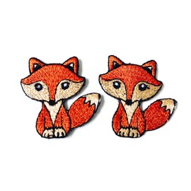 TH Miniature Size Set 2 Tiny Cute Fox Brown Cartoon Logo Embroidered Sew on Iron on Patch for Backpacks Jeans Clothing etc.