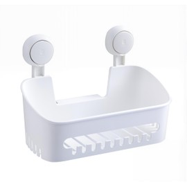 ZAXPHUMAX No Drill Bathroom Organizer with Strong Suction Cups, Heavy Duty Shower Organizer Holds 10lbs, Bathroom Shelf for Shampoo, Soap, Razor, Toothbrush (White)