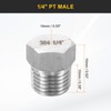 sourcing map 5pcs 304 Stainless Steel Pipe Plug Fitting 1/4"