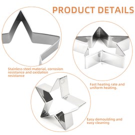 Set of 5 Christmas Cookie Cutters, 430 Stainless Steel Star Cookie Cutters, 5 Sizes DIY Baking Tools, for Home, Bakery, Pastry Shop, Holiday, Birthday, Party (Silver)
