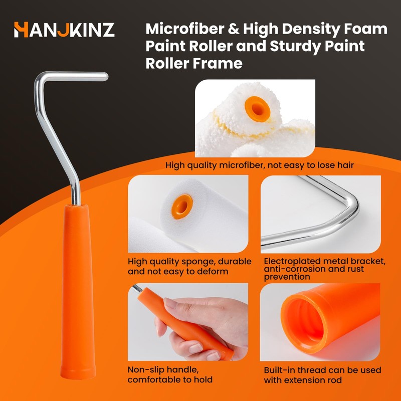 HANJKINZ Paint Roller 4 inch Kit, 40 Pack Mini Paint