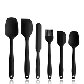 Espátulas de Silicona, MTQ 6 Juegos Utensilios Cocina de Silicona, Paleta Utensilios Cocina, Protección del Medio Ambiente, No Tóxico, Antiadherente, Resistente al Calor (Negro)