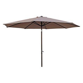 Khaki Outdoor Patio Umbrella Size 11.5 Ft, Powder Coated Metal Frame, Uv Protection, Weather-Resistant, Crank Lift & Manual Tilt | All Weather Shade, Octagonal Shape, Durable, Solid Pattern, Stable