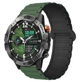 Lamshaw Compatible with DEKELIFE Military Smart Watch Bands, Magnetic Silicone Sport Strong Magnet Strap Watchband Compatible with DEKELIFE C28, AK57, G39 Pro Smart Watch (Green, 22mm size band)