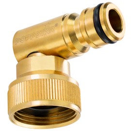 Poppstar Rotatable 90 Degree Angle Hose Connector Brass (3/4 Inch) Quick Coupling with Tap Connector 3/4 Inch on Plug System