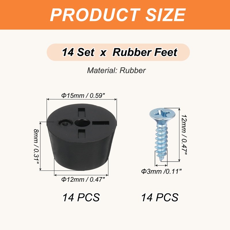 PATIKIL Rubber Feet Furniture Feet Pads 15x12x8mm Anti-Vibration Anti-Slip Bumper
