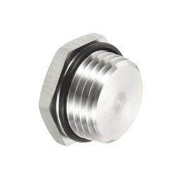 PATIKIL 1/2 NPT Male Plug, 1 Pack Waterproof Dustproof 304 Stainless Steel Thread Hex Head Socket Solid Pipe Fitting with Sealing Rubber Ring