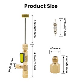 FRIOCASA Valve Core Remover Installer Tool with Dual Size SAE 1/4 & 5/16 Port,HVAC Valve Core Removal Tool for R22 R12 R407c R410A R404A Etc, 20PCS Valve Cores