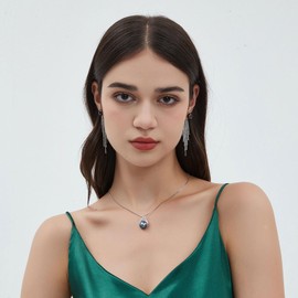 BAMIKI Black Pearl Necklace for Women, S925 Sterling Silver and 11MM Saltwater Cultured Pearls Single Tahitian Black Pearl Necklace Pendant, 18+2 Inch Box Chain, Hypoallergenic Jewelry Gifts