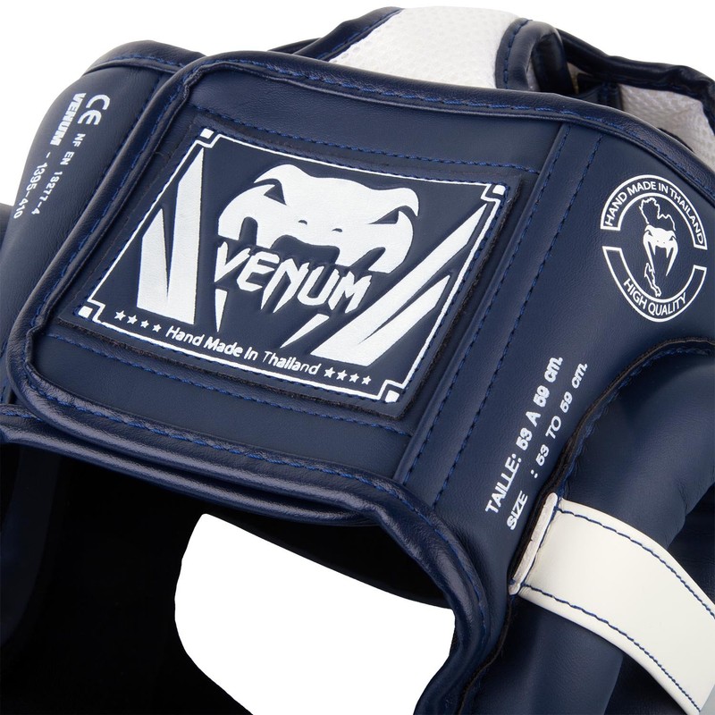 Venum, Elite Boxing Headgear, Men's, One Size, White/Navy Blue