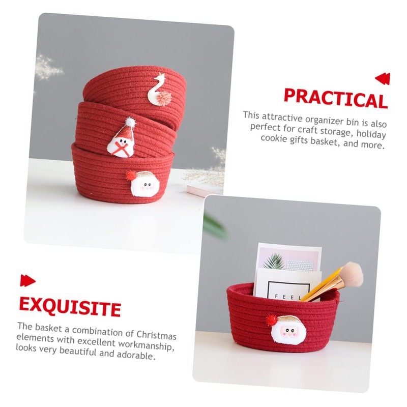 Alipis 2pcs Holiday Organizers Christmas Storage Baskets Woven Rope Baskets