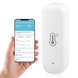 WiFi Humidity Temperature Monitor, Smart Life Hygrometer Thermometer Sensor with Remote App Notification Alert, Work with Tuya App, Compatible with Alexa (1-pack)