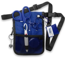 ASA Techmed Nurse Fanny Pack with Trauma Shears & Accessories – Medical Utility Belt with Nursing Supplies Including Tweezers, Bandage Scissors, CPR Face Shield, Measuring Tape - Blue