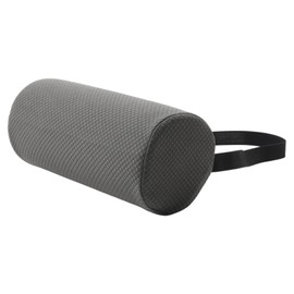 Perfk Lumbar Roll Pillow Lower Back Roll Support Portable Multipurpose with Elastic Strap Soft for Reading Chair Travel Office Car, Gray