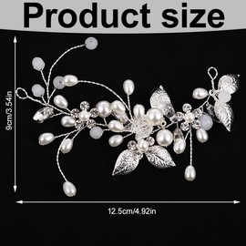 Silberhochzeit Kristall Haar Reben Blume Blatt Kopfschmuck, Perle Stirnband, Hochzeit Haarschmuck für die Braut, Haarschmuck für Frauen und Mädchen